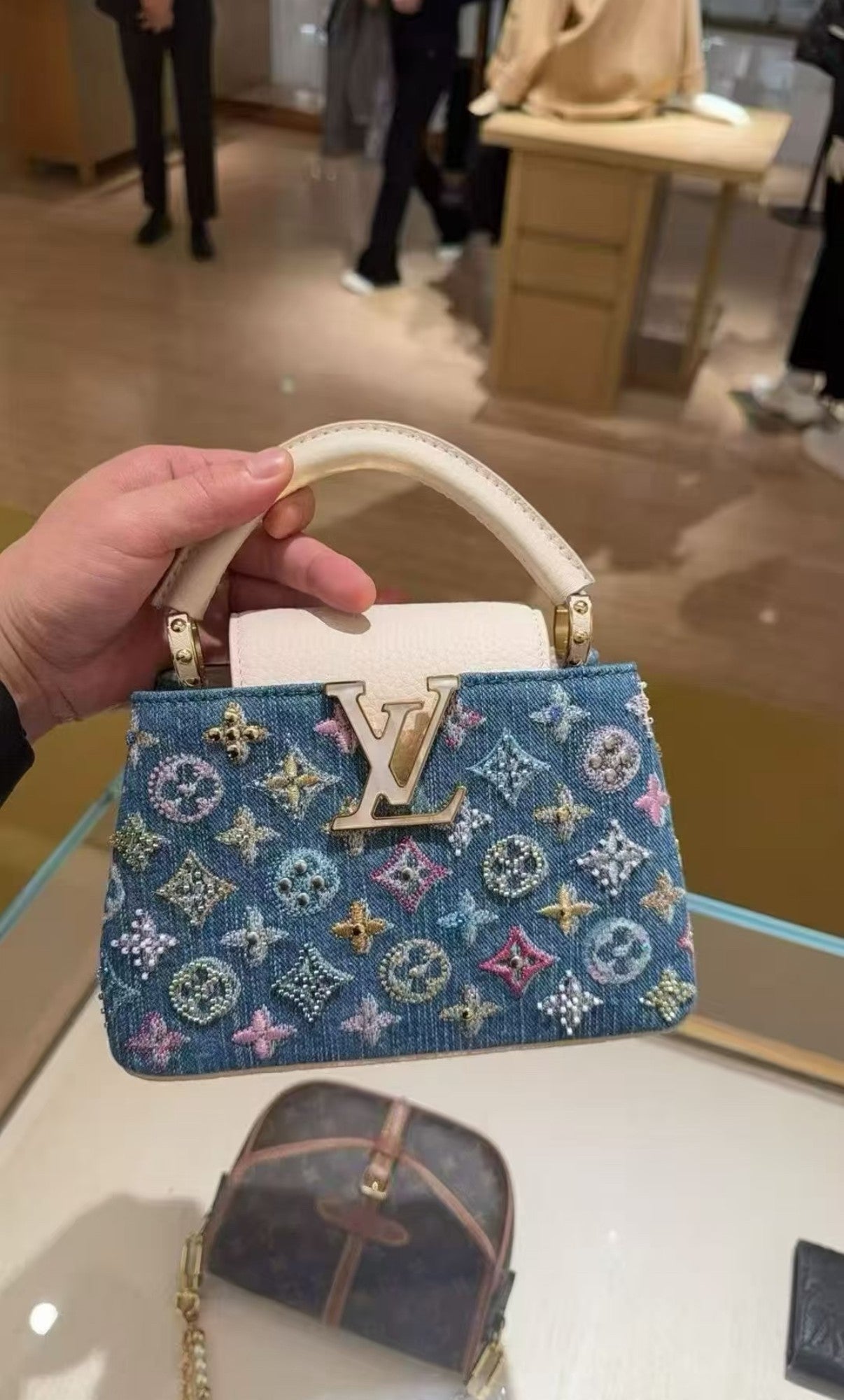 Luxury Embroidered Denim Monogram Mini Bag - ARGENTO STORE
