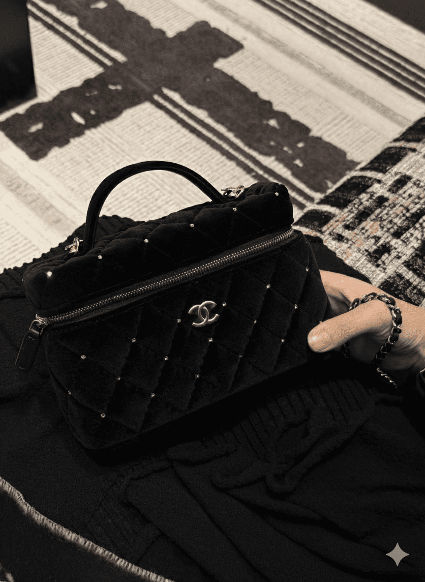 Midnight Velvet Quilted Top Handle Bag - ARGENTO STORE