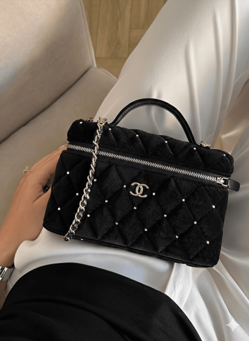 Midnight Velvet Quilted Top Handle Bag - ARGENTO STORE