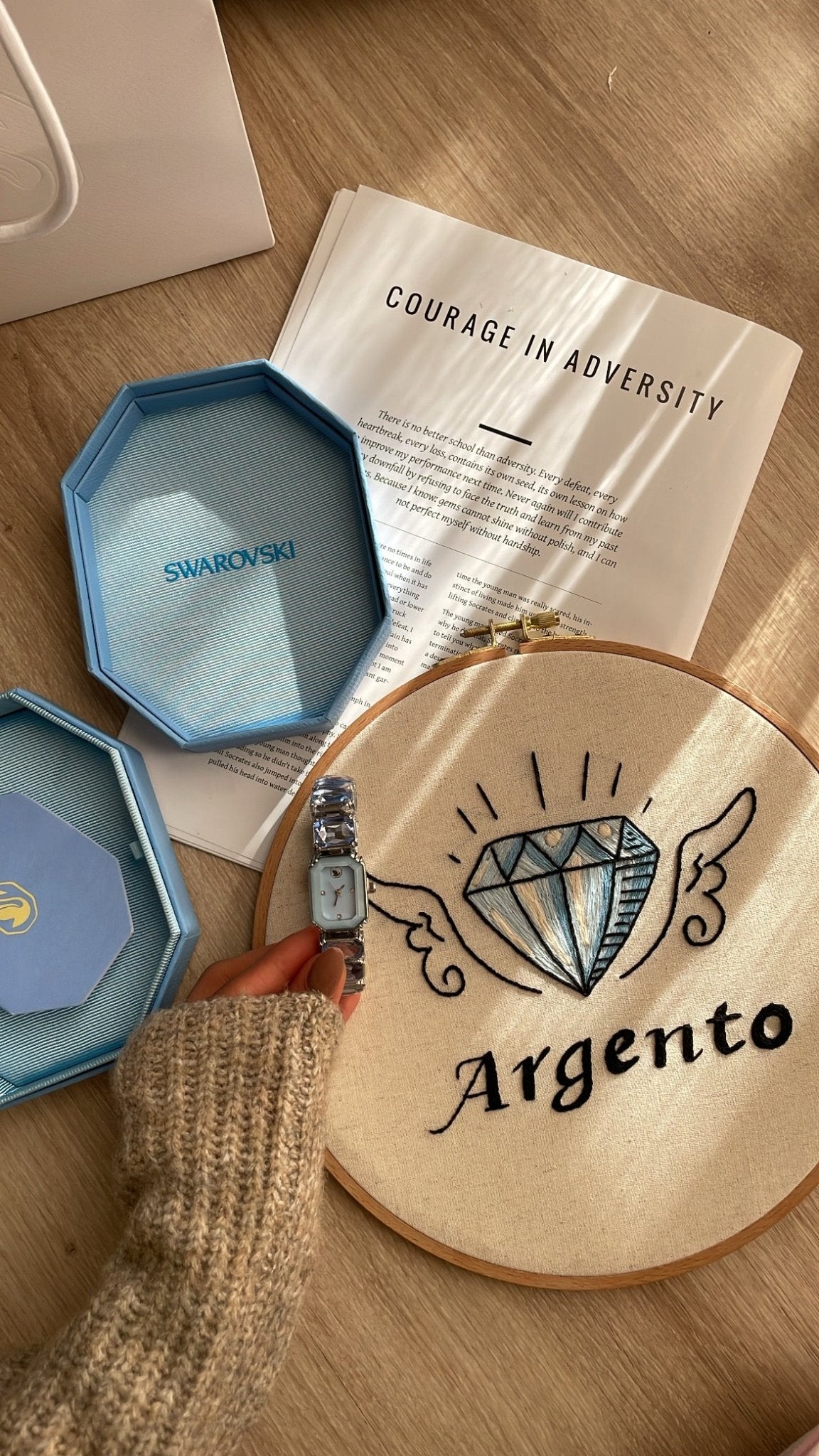 Luxury Crystal-Bracelet Watch in Light Blue - ARGENTO STORE