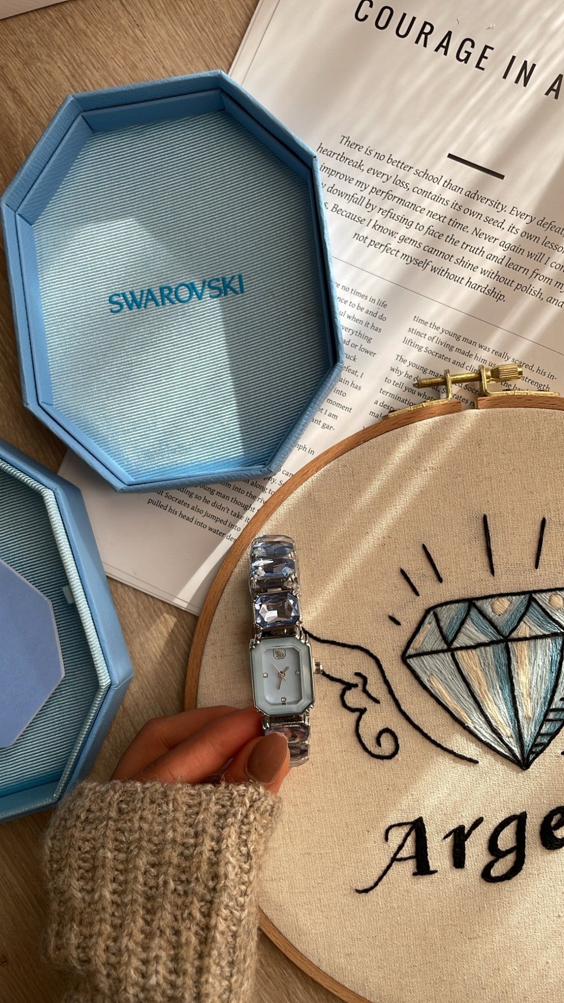 Luxury Crystal-Bracelet Watch in Light Blue - ARGENTO STORE