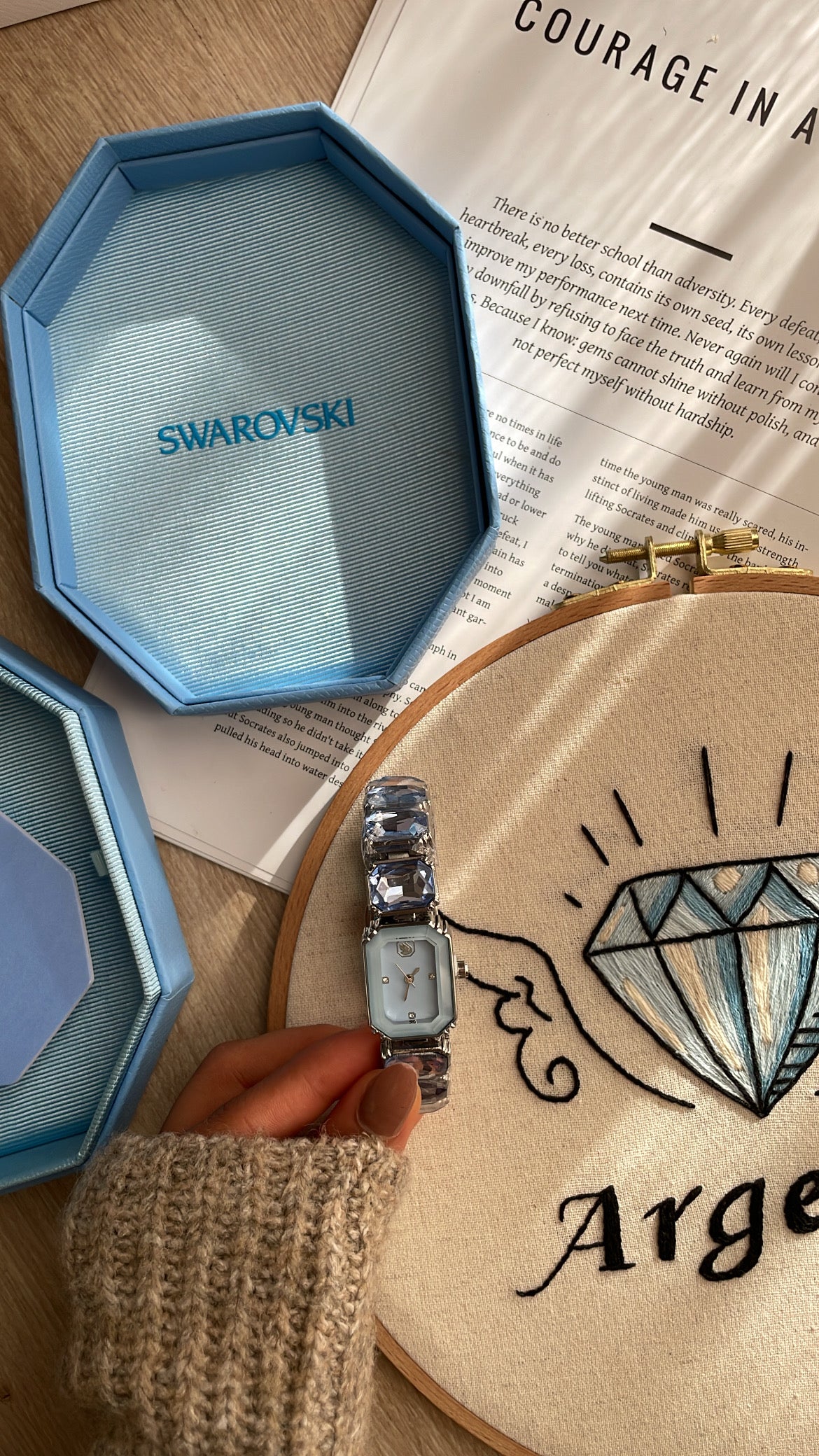 Luxury Crystal-Bracelet Watch in Light Blue